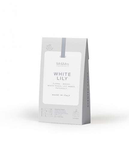 Mr&Mrs Fragrance Карточки для ароматизации шкафов и гардеробных MR DRAWERS WHITE LILY | БЕЛАЯ ЛИЛИЯ белый | комплект из 3 штук